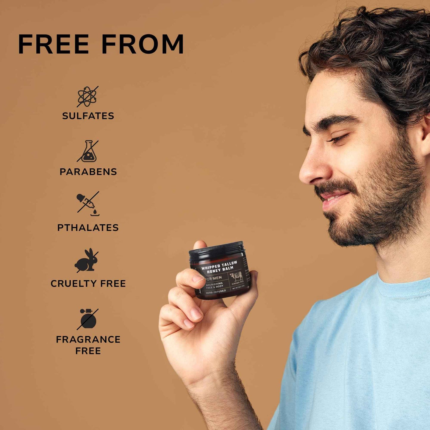 Beef Tallow and Honey Balm for Skin: Whipped Organic Beef Tallow Moisturizer Cream for Face & Body with Grass Fed & Finished - Hydrates, Nourishes & Smoothes - Sensitive, Dry Skin - 2oz