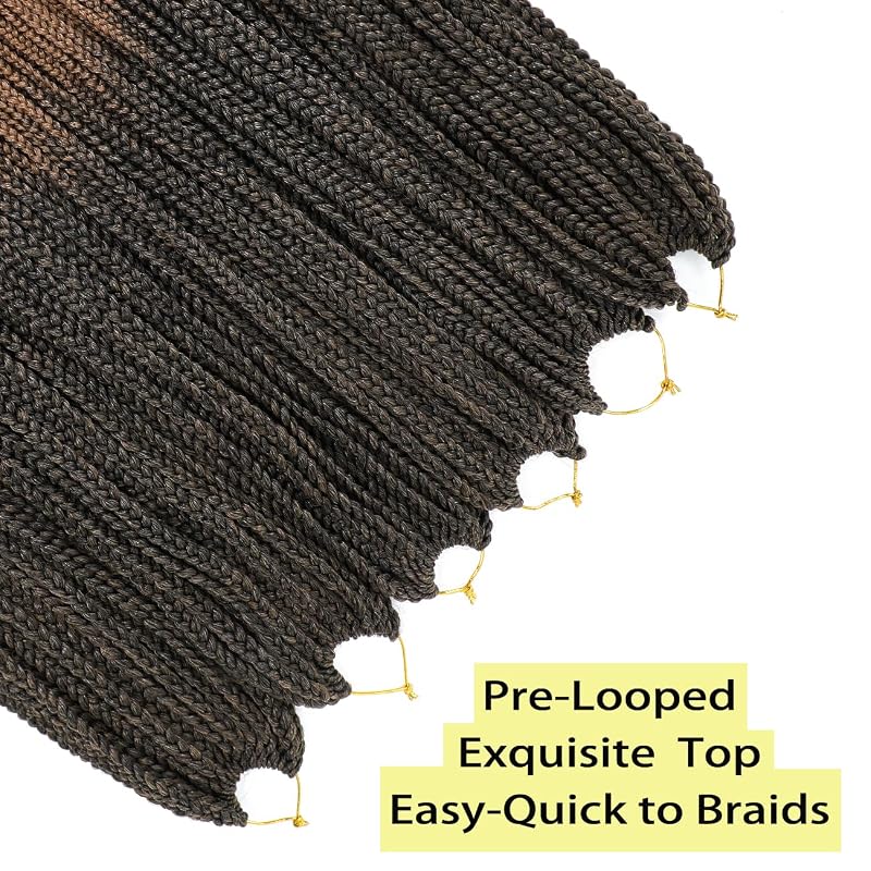 Crochet Box Braids 18in 144 Pcs Bundle, 6 Packs, #1B/27, 1B/27 Variation