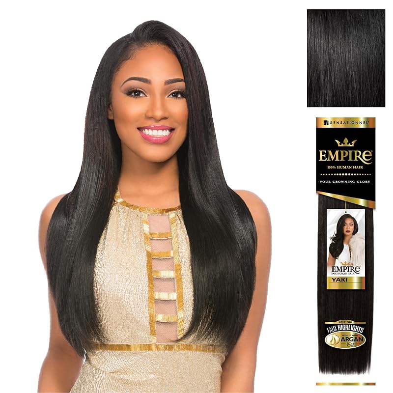 Sensationnel Empire Yaki Human Hair Weave 10” Jet Black - 1 Pack