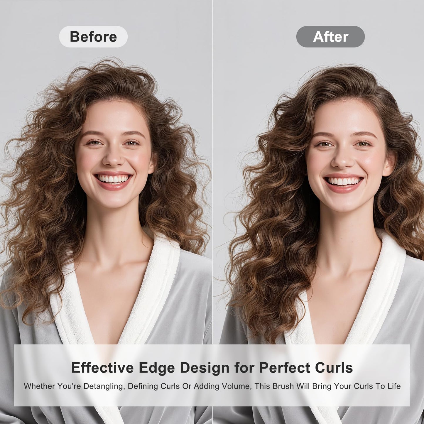 Curl Defining Brush, Curly Hair Brush Defining for Curls Waves & Coils, Volume Styling Women'S Curls, Reduce Pulling Frizz, Funny Cat Ear Designs - Purple