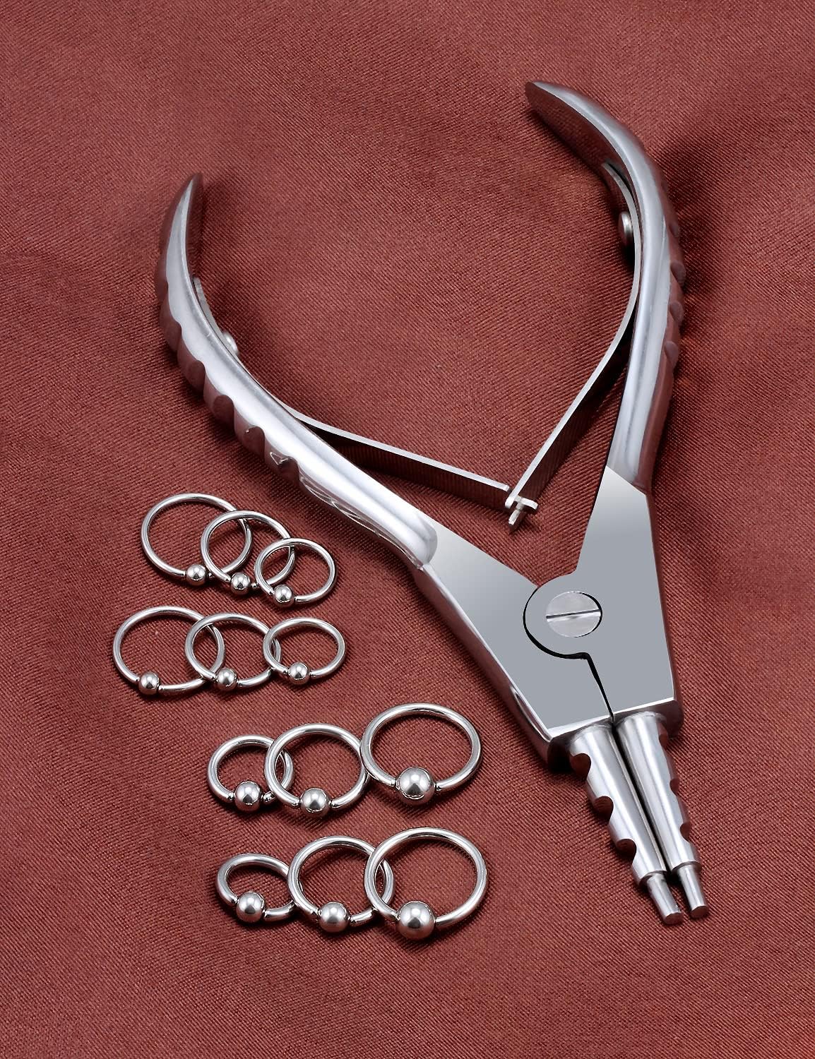 316L Surgical Steel Body Piercing Tools Kit - 9 Styles for Nose, Septum, Lip, Tongue & More