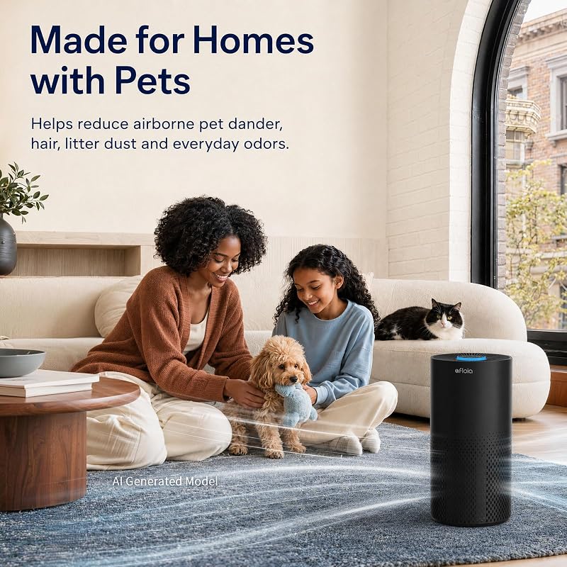 Afloia Air Purifier for Large Rooms up to 1500 sq ft, Black (Variation: 1 Count)