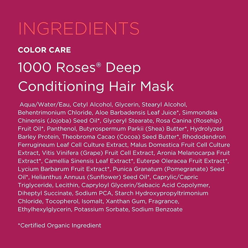 Deep Conditioning Color Care Hair Mask - 1000 Roses for Damaged Hair, Andalou Naturals