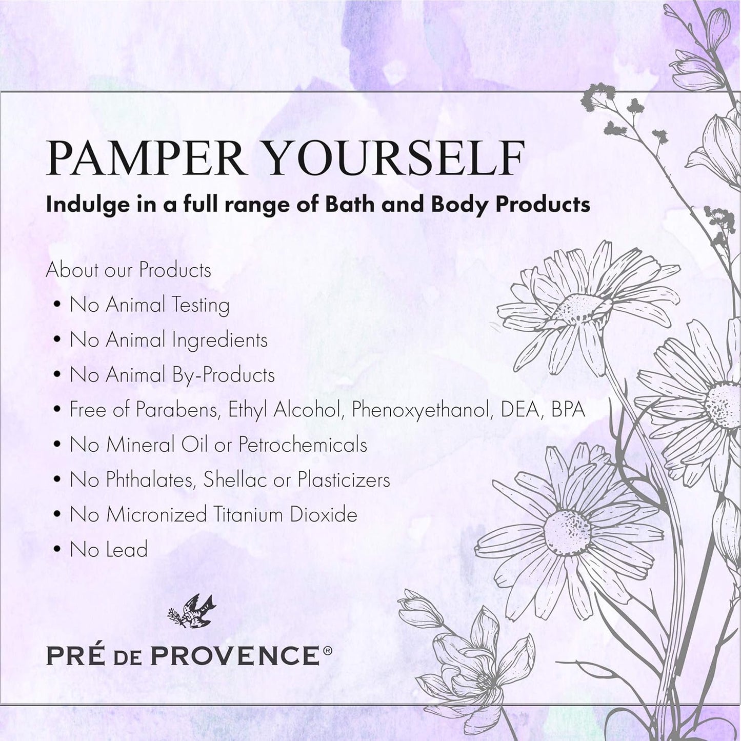 Pre de Provence Starflower Soap Bar - Organic Shea Butter, Quad Milled, 8.8 oz Natural French Skincare