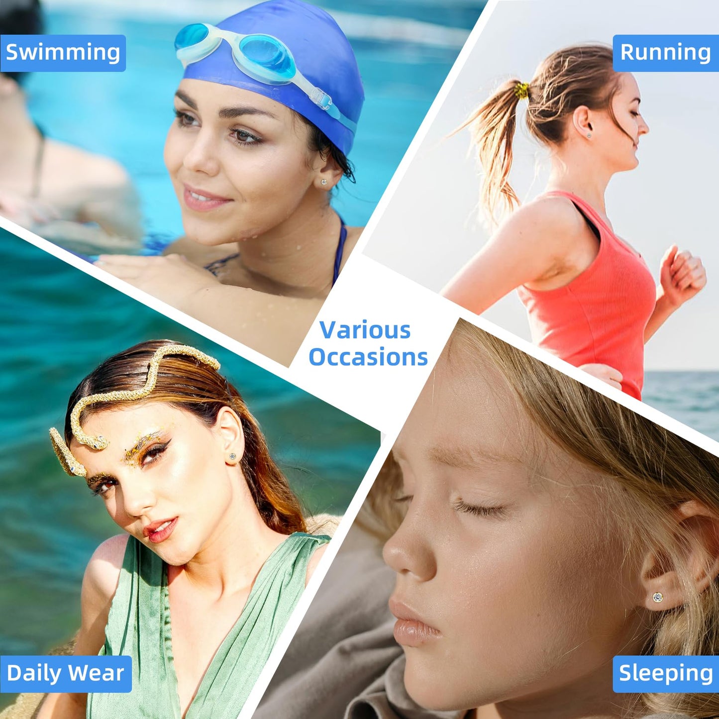 Get the Perfect Ear Piercing with 24Pcs Premium Ear Piercing Kit - Includes 8 CZ Diamond Earrings and 8 Easy-to-Use Self Ear Piercing Gun - Safe and Painless