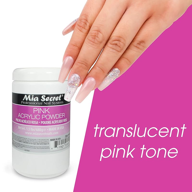 Acrylic Powder 1.5 lb – Mia Secret Pink Self-Leveling, Non-Yellowing USA Made