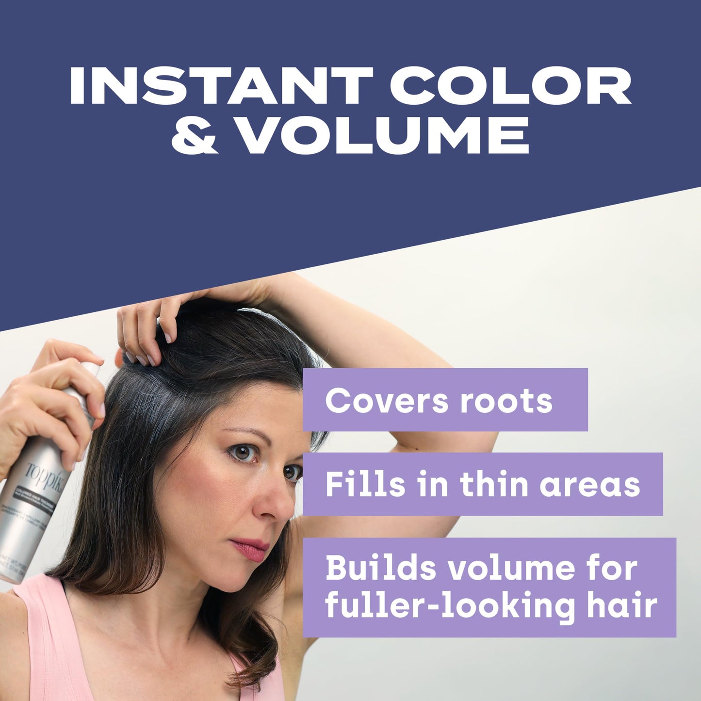 Toppik Colored Hair Thickener, Medium Brown, Volumizing Root Touch Up Concealer Hair Color Spray, Colored Spray for Root Touch Up, Cover Up, Hair Thickening, Hair Building Fiber Spray, 5.1oz Spray
