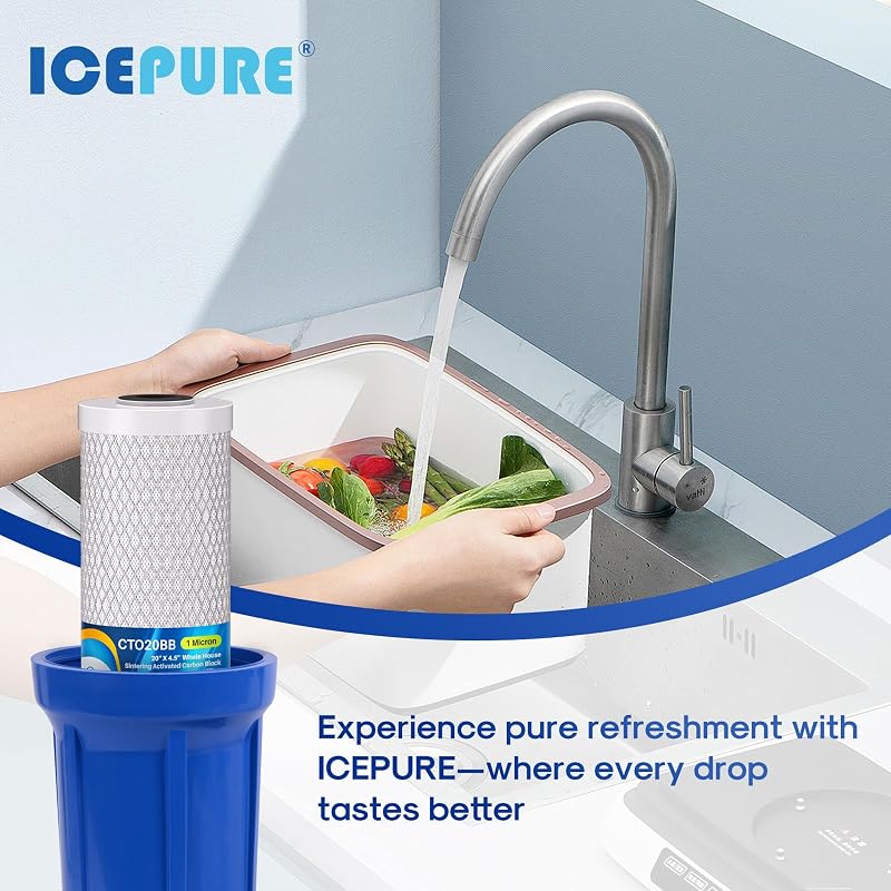 ICEPURE 1 Micron 20" x 4.5" CTO Activated Carbon Water Filter Cartridge 2 Pack for FC25B & More