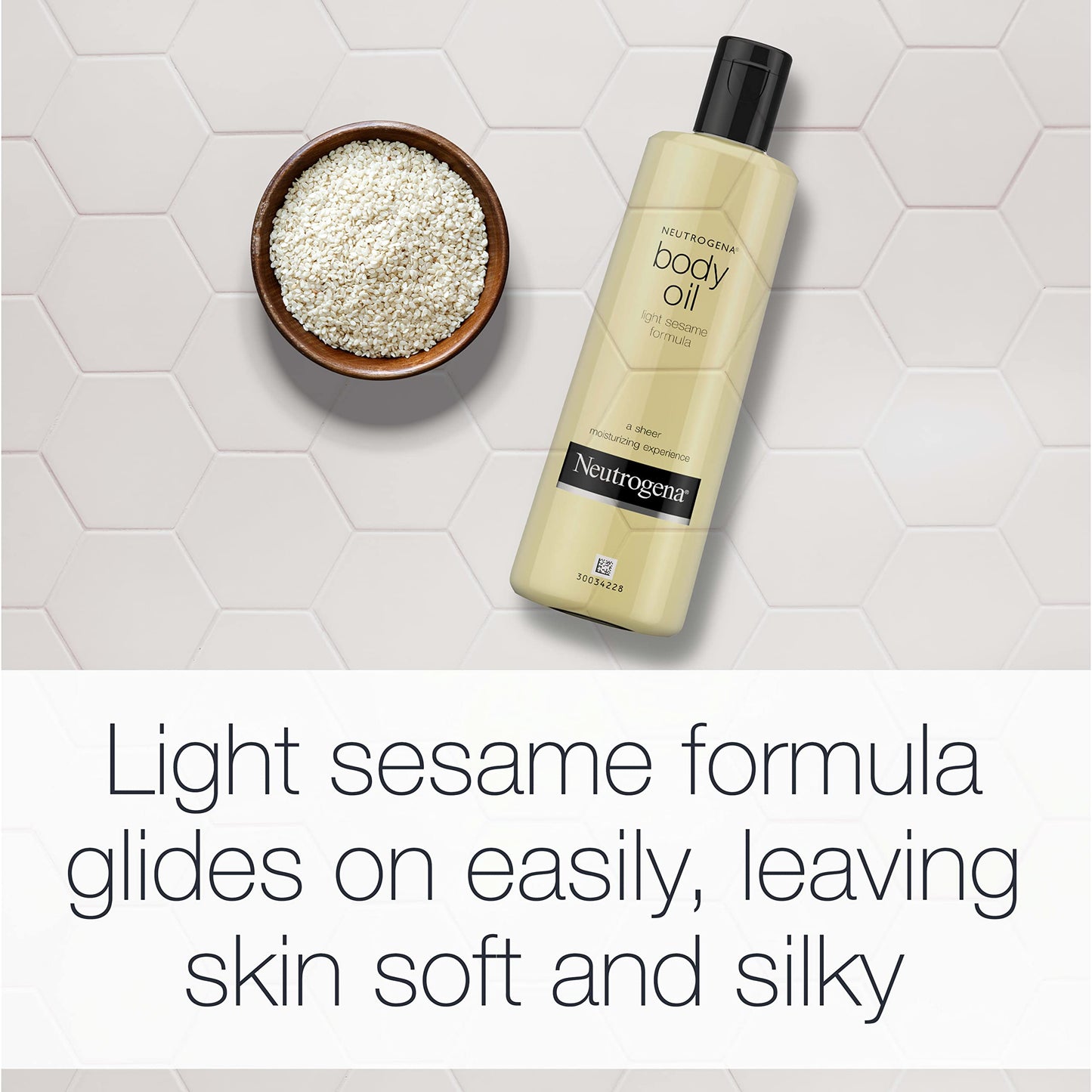 Neutrogena Body Oil Light Sesame Formula, 16 fl oz, Radiant Glow Moisturizer for Dry Skin, Bath & Shower Oil For Smooth and Hydrated Skin