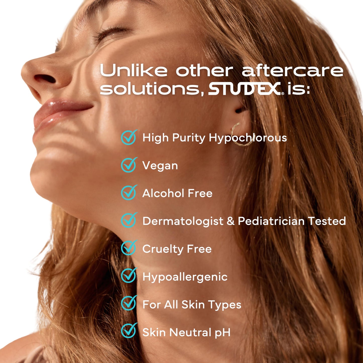 Studex Advanced 2-in-1 Piercing Aftercare & Cleanser – Hypochlorous Spray for Body and Ear Piercing, Hypoallergenic Formula for Sensitive Skin (3.4oz)