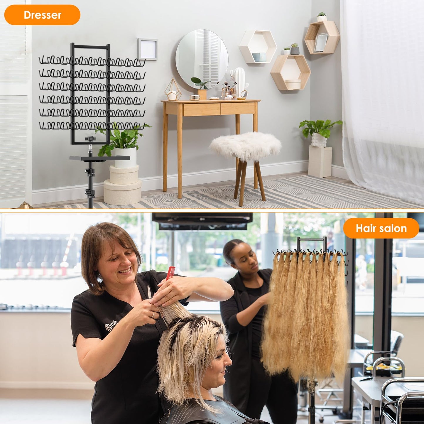 WISIMMALL Adjustable Braiding Hair Rack with 144 Pegs and 2-Side Metal Holder. Includes 6 Hair Clips and 2 Combs for Salon Use
