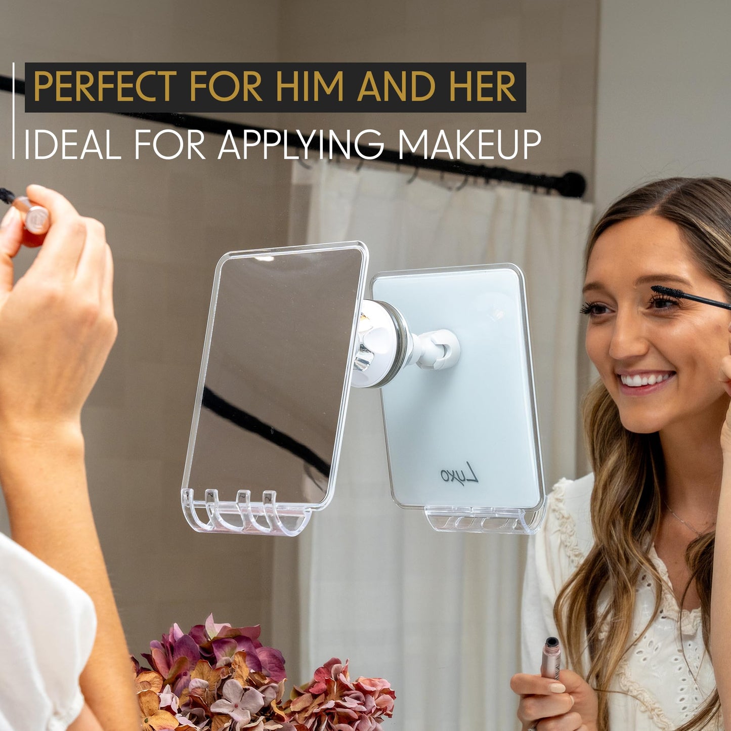 Luxo Shower Mirror, Shower Mirror fogless for Shaving with a Removable Razor Holder - Shaving Mirror for Shower with a Powerful Suction Cup - Shatterproof fogless Mirror for Shower (White)