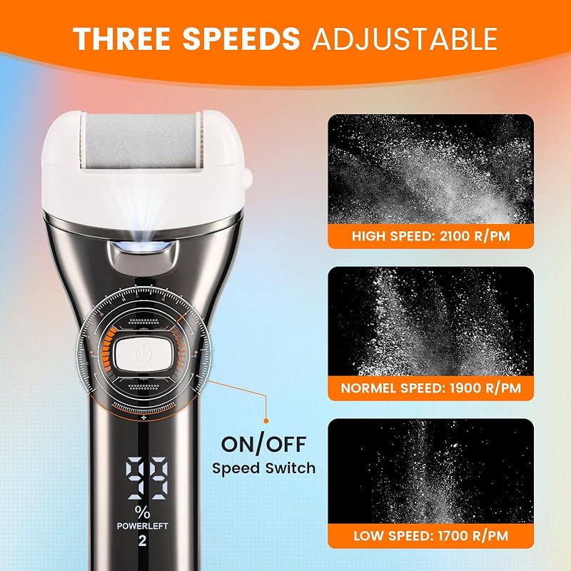 Rechargeable Electric Foot Callus Remover for Cracked Heels – 3 Speeds, Waterproof