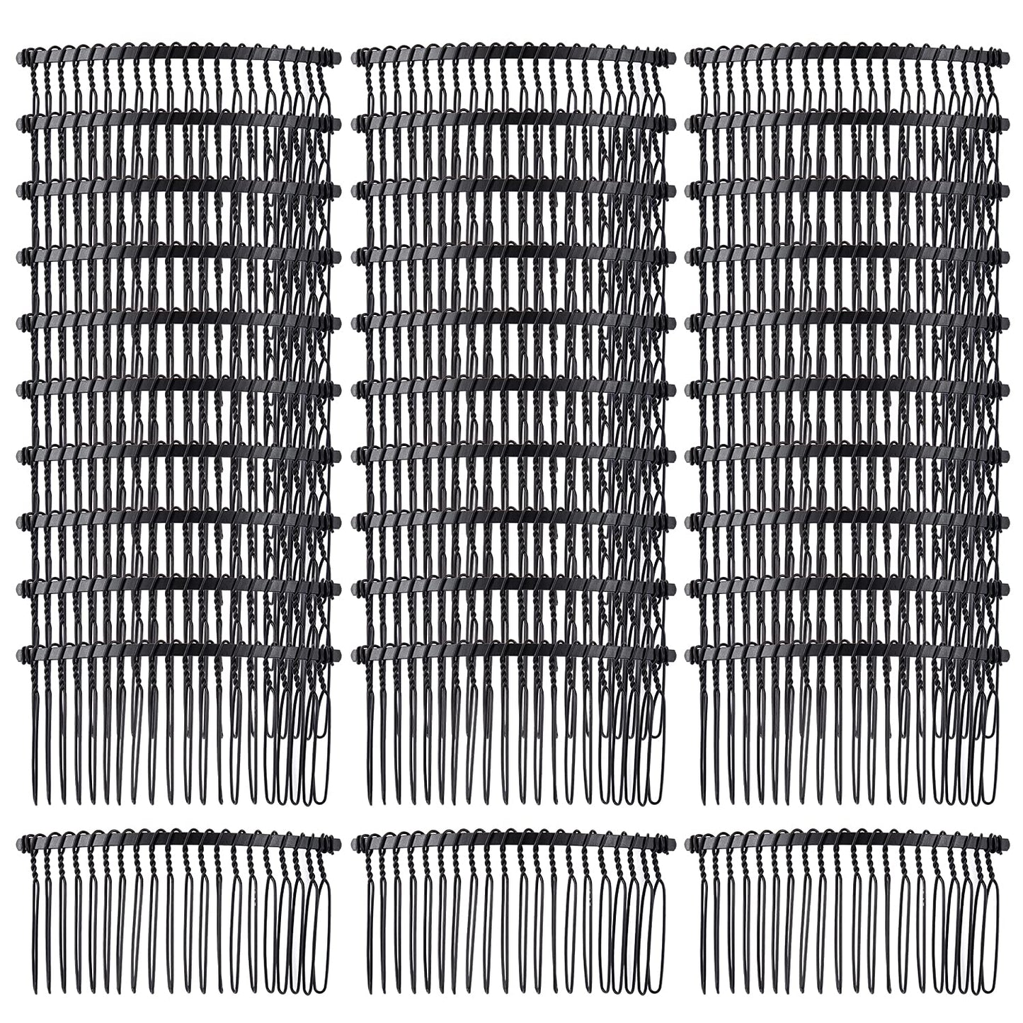 Cinaci 30 Pack Black Metal Hair Side Combs Slide Bun Holder with 20 Teeth DIY Headpieces Clips Grips Barrettes Accessories for Women Girls Brides Veil (Black)