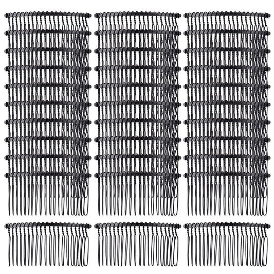 Cinaci 30 Pack Black Metal Hair Side Combs Slide Bun Holder with 20 Teeth DIY Headpieces Clips Grips Barrettes Accessories for Women Girls Brides Veil (Black)