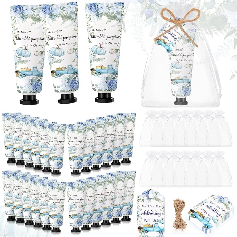 Thanksgiving 48-Set Hand Cream Gift Box, Blue Pumpkin Owl Design