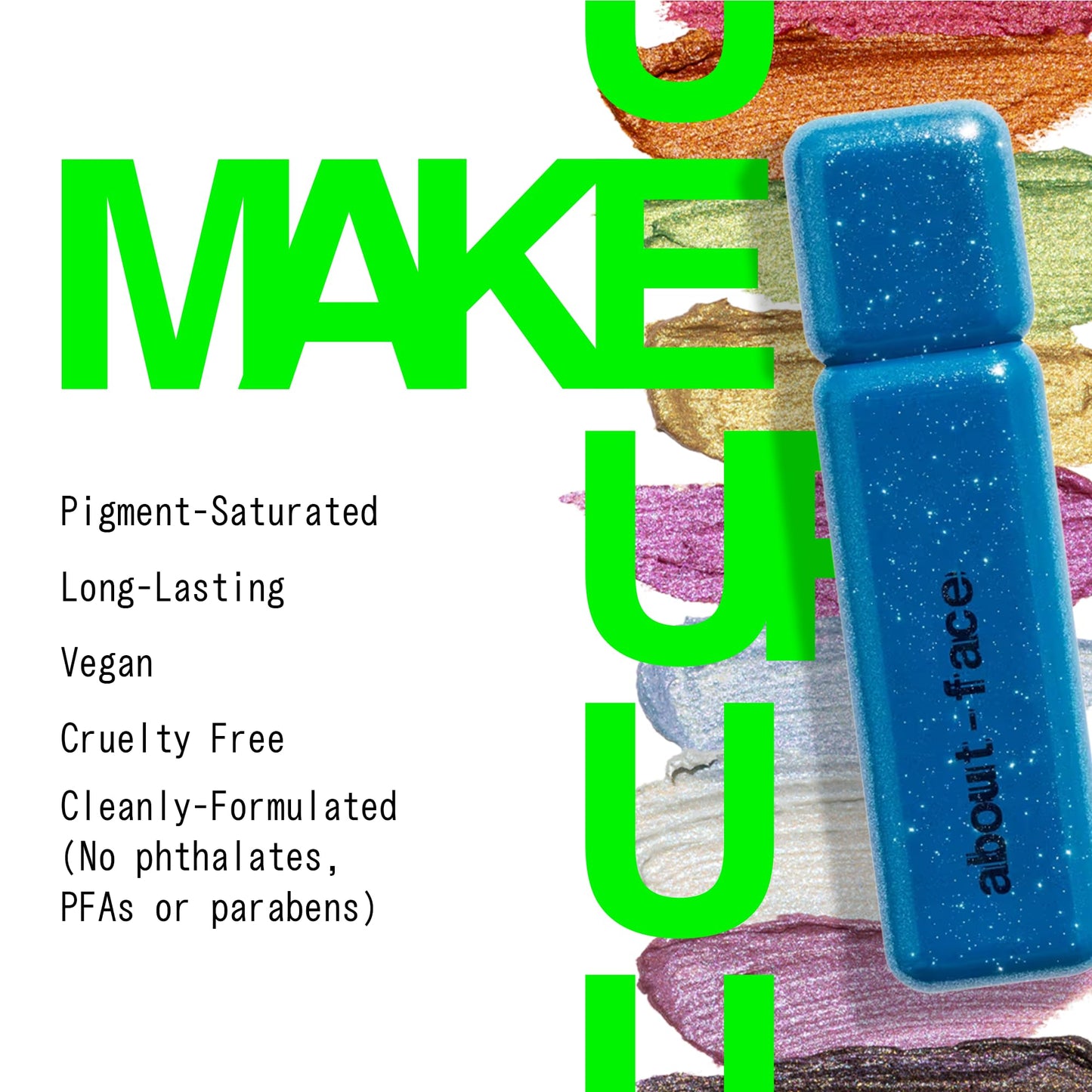 About-face Fractal Glitter Eye Paint Above Santorini – Smudge-Proof, Long-Lasting Liquid Eyeshadow – Intense Sparkle with Mousse Texture – Vegan, Cruelty-Free – 0.13oz (Sapphire)