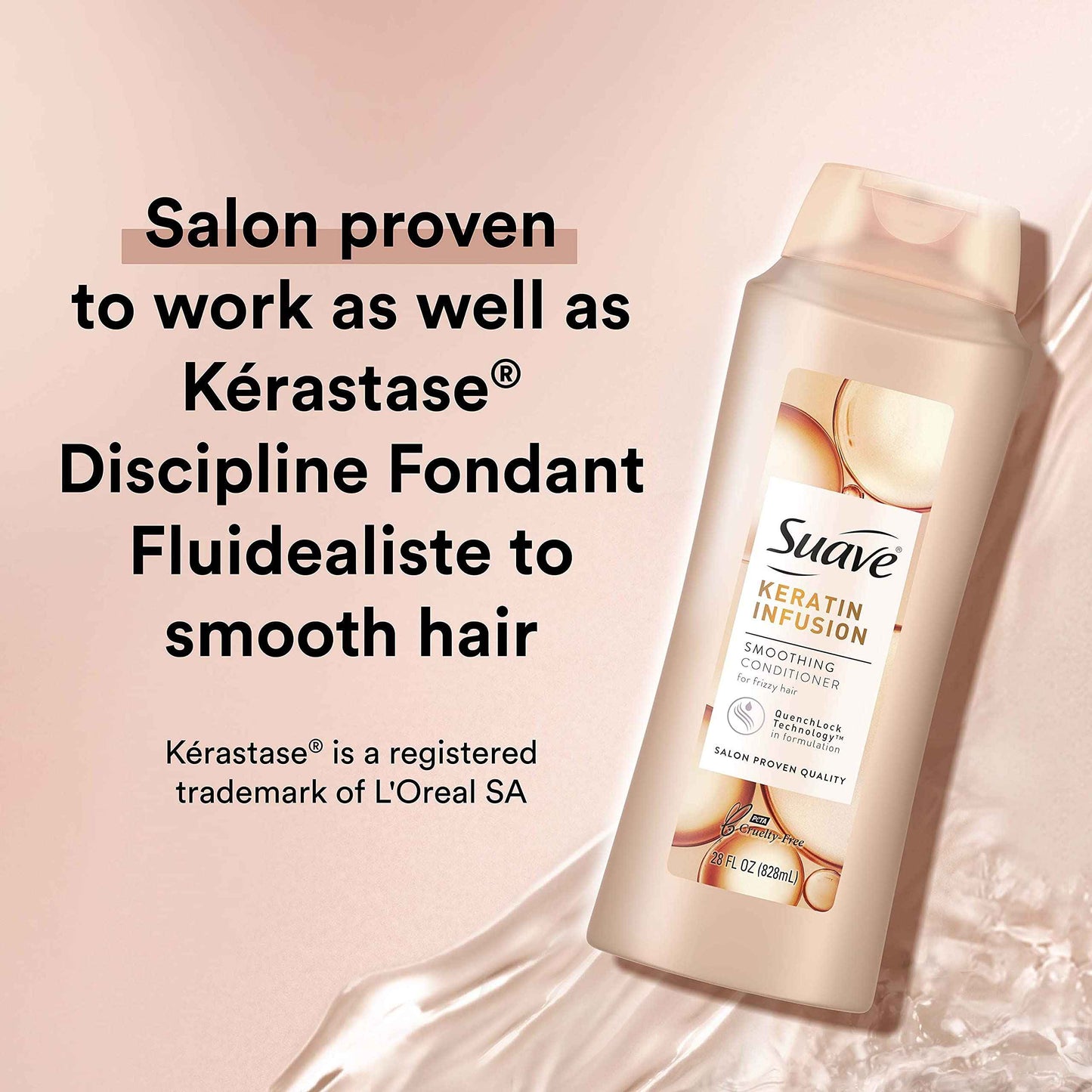 Suave Professionals Smoothing Conditioner For Dry Hair Keratin Infusion Hair Conditioner with 48-hour Frizz Control 28 oz, Pack of 4