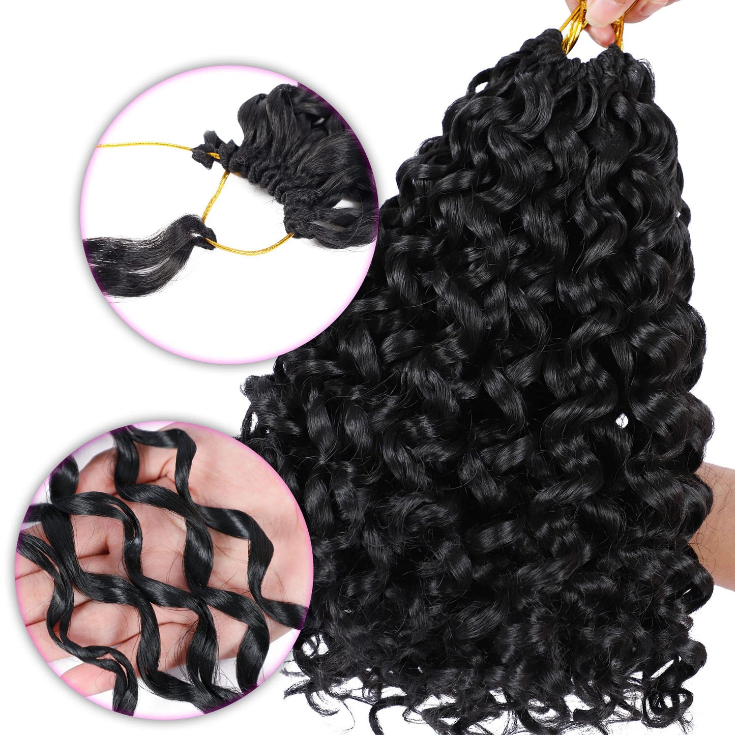 7 Packs GoGo Curl Crochet Hair 10 Inch Short Curly Crochet Hair for Women Water Wave Beach Curl Deep Twist Crochet Braids Synthetic Braiding Hair Extensions (10 Inch, 1B)