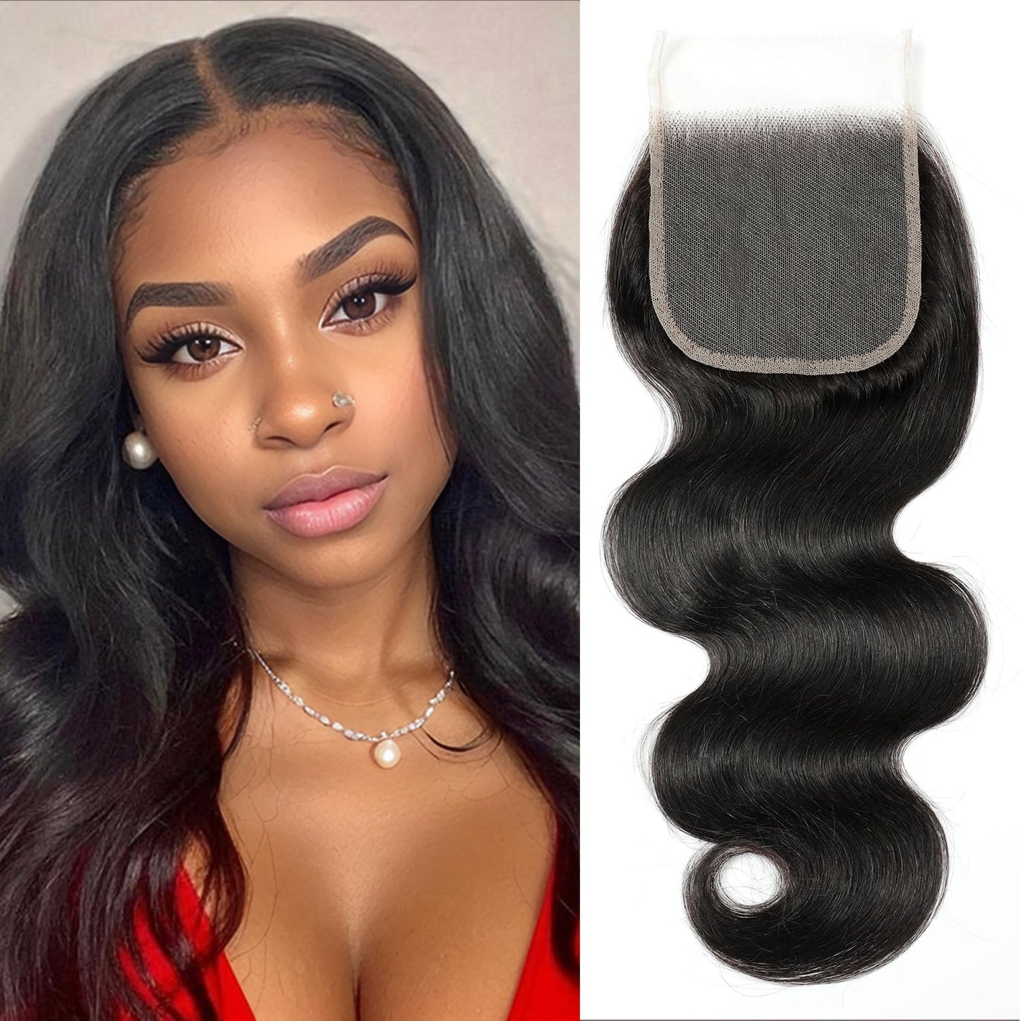5x5 HD Lace Closure Body Wave Human Hair - Pre-Plucked Natural Hairline (10 Inch, Natural Color)