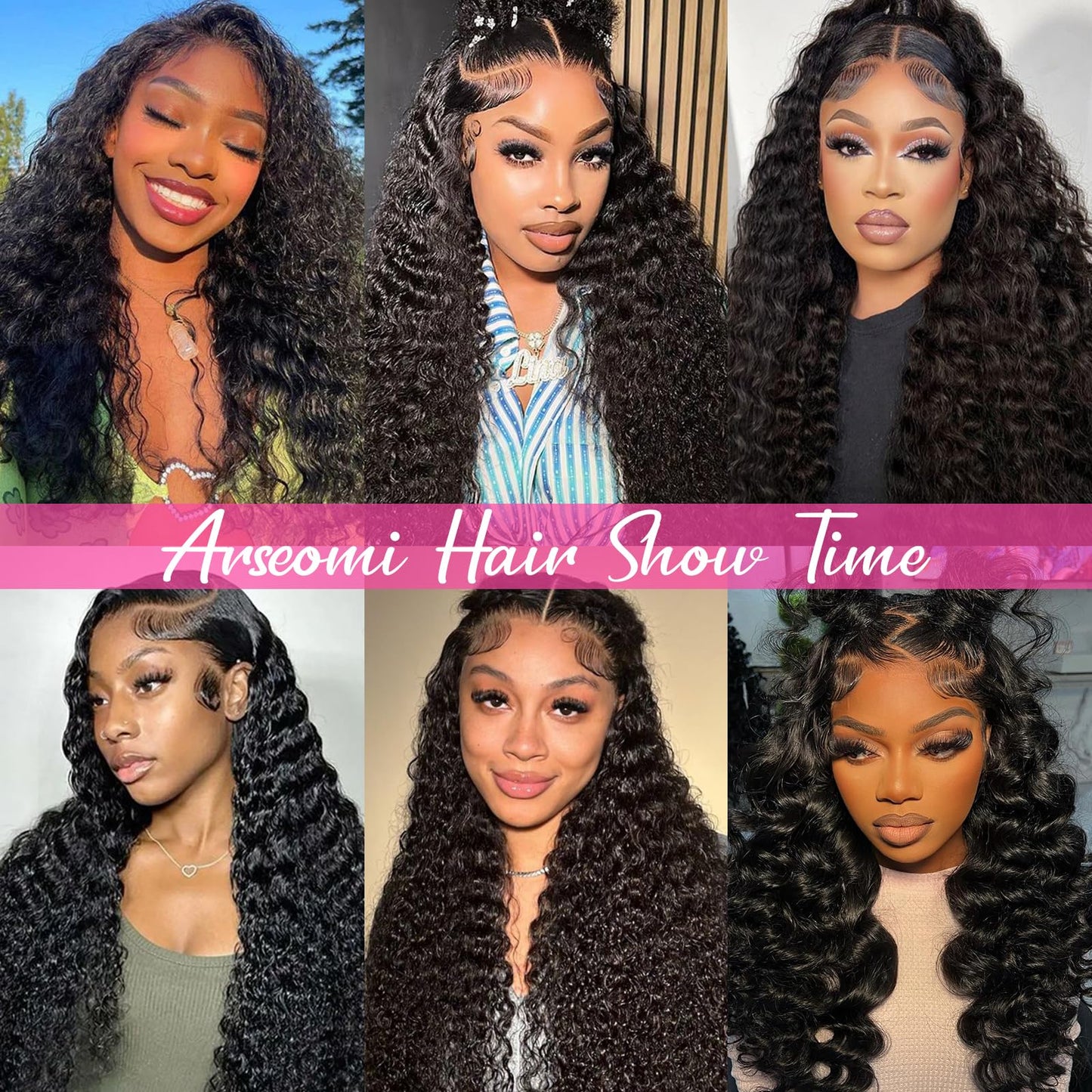 Arseomi Deep Wave Wigs Human Hair 200 Density 13x6 HD Lace Frontal Wigs Human Hair Pre Plucked Bob Wig Short Curly Lace Front Wigs for Women (10 Inch)
