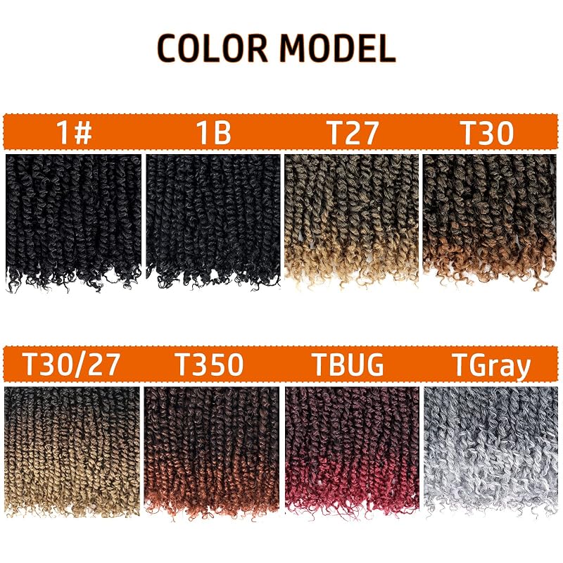 Pre-twisted Passion Twist Hair 10 Inch - 8 Pack, 1B/Gray, Crochet Braids, Pre-looped