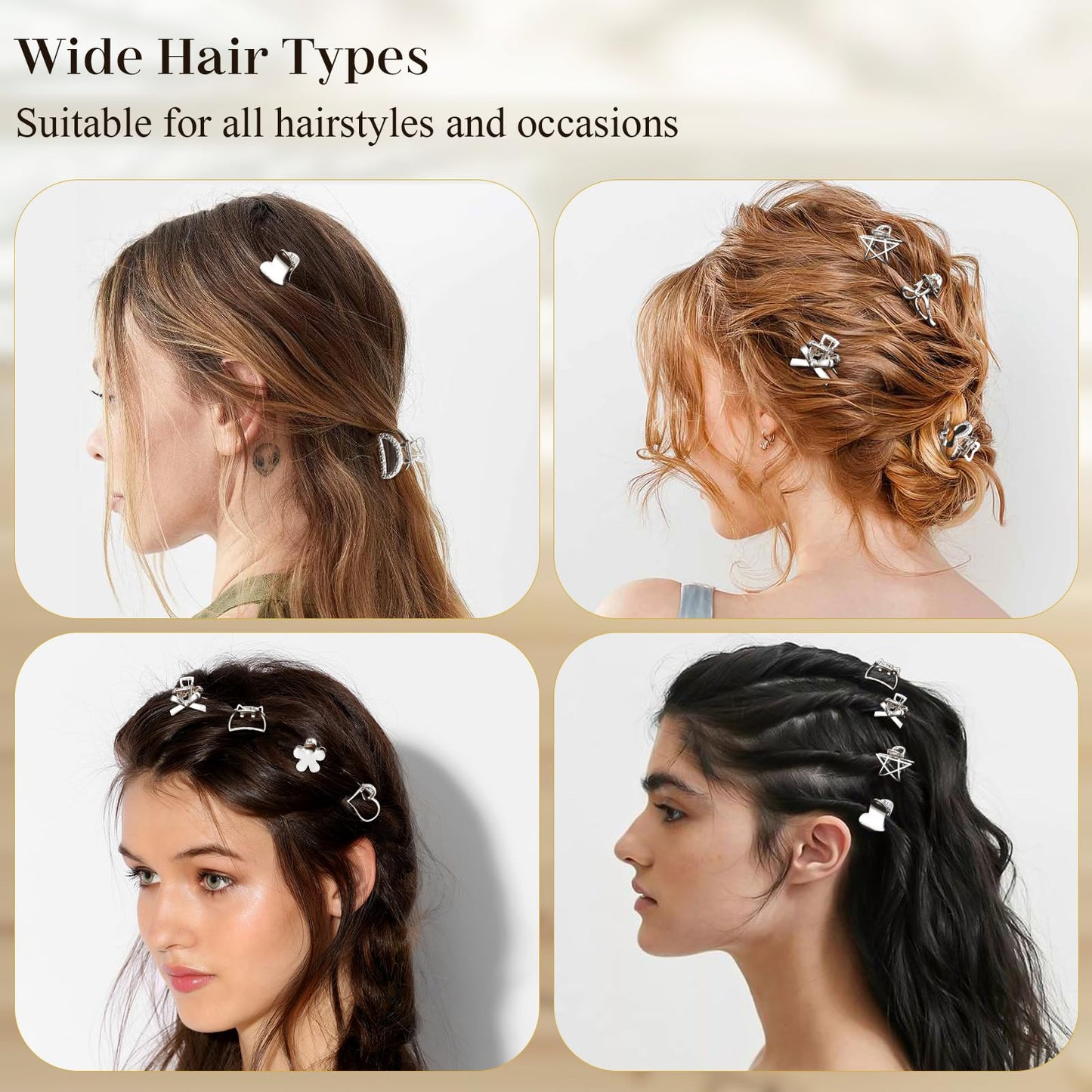 CWJCYTNSN Small Metal Hair Clips, Gold Mini Hair Claw Clips for Thin Thick Hair, Cute Tiny Hair Clips, Strong Hold NonSlip Flower Hair Jaw Clamps for Women Girls