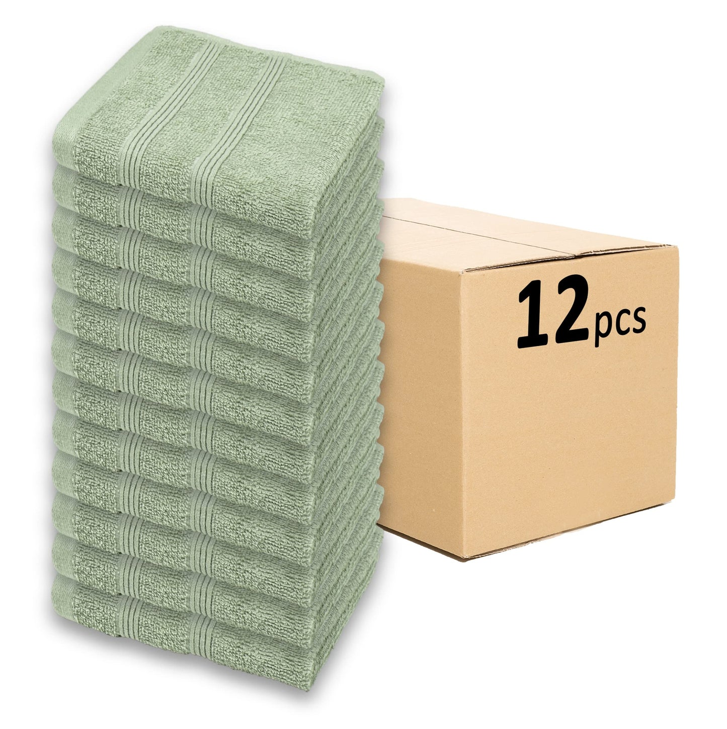 Kaufman - Premium Washcloth Set of 12 (13x13 Inches) 100% Cotton Ring Spun, Highly Absorbent, Durable and Ultra Soft Feel Wash Cloths Essential for Bathroom, Spa, Gym, and Face Towel (12PK)