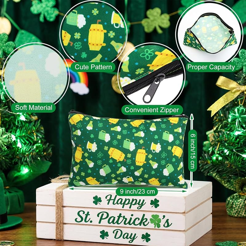 St Patrick's Day Gift Set - 18 Pcs Enamel Mugs, Makeup Bags & Shamrock Socks - Variation: St. Patrick’s Day