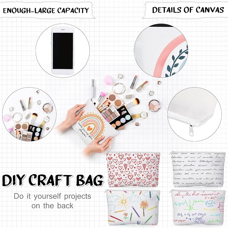 Sieral 20 Pcs Rainbow Canvas Makeup Bags Zipper Gift Set – Variation: Rainbow