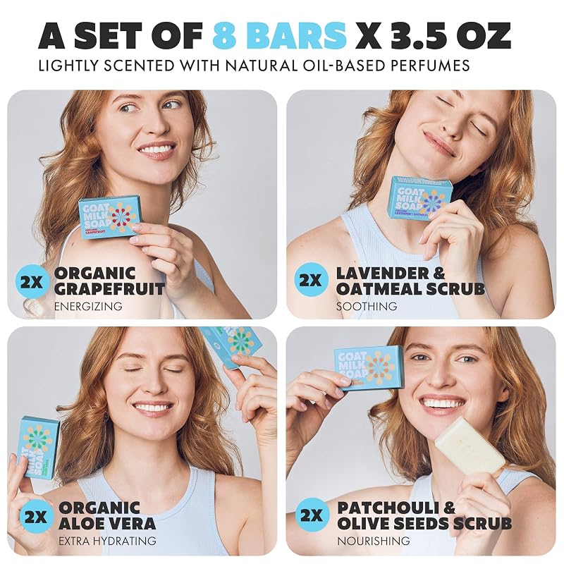 Goat Milk Soap Bar Set – 8 Bars in Four Scents (Greece)