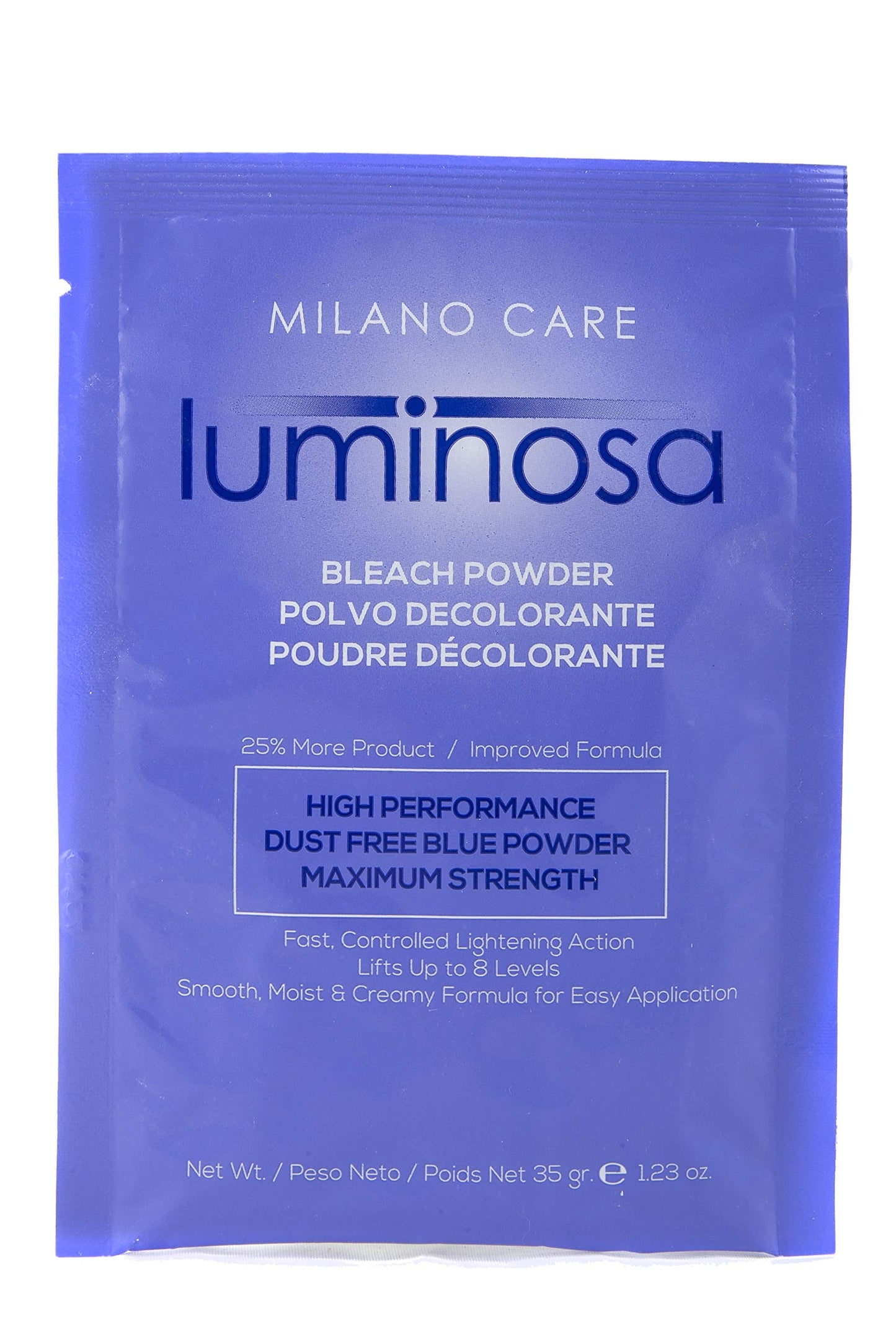 Milano Care Luminosa Blue Bleach Powder - Quick Hair Bleaching Powder for Highlights, Balayage and Painting - Plant-Based, Moisturizing, Dust Free, Up to 9 Levels Lift - Unisex