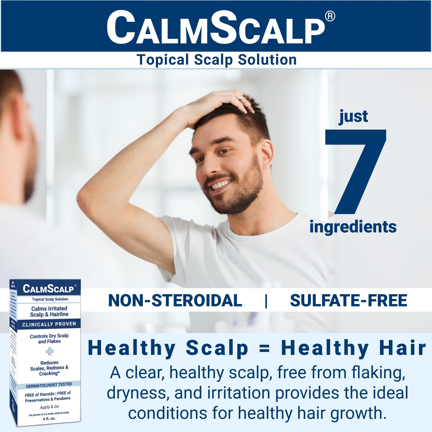 CalmScalp Scalp Solution | Calms Irritated, Itchy Scalp and Scalp Psoriasis | Dry Scalp Treatment | Reduces Scales, Flakes & Redness | Clinically Proven | Start Seeing Results in 1 week | 4 oz