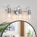 Chrome 3-Light Vanity Light Fixtures - Traditional Clear Glass with Black Backplate | Variation: Chrome+3Lights