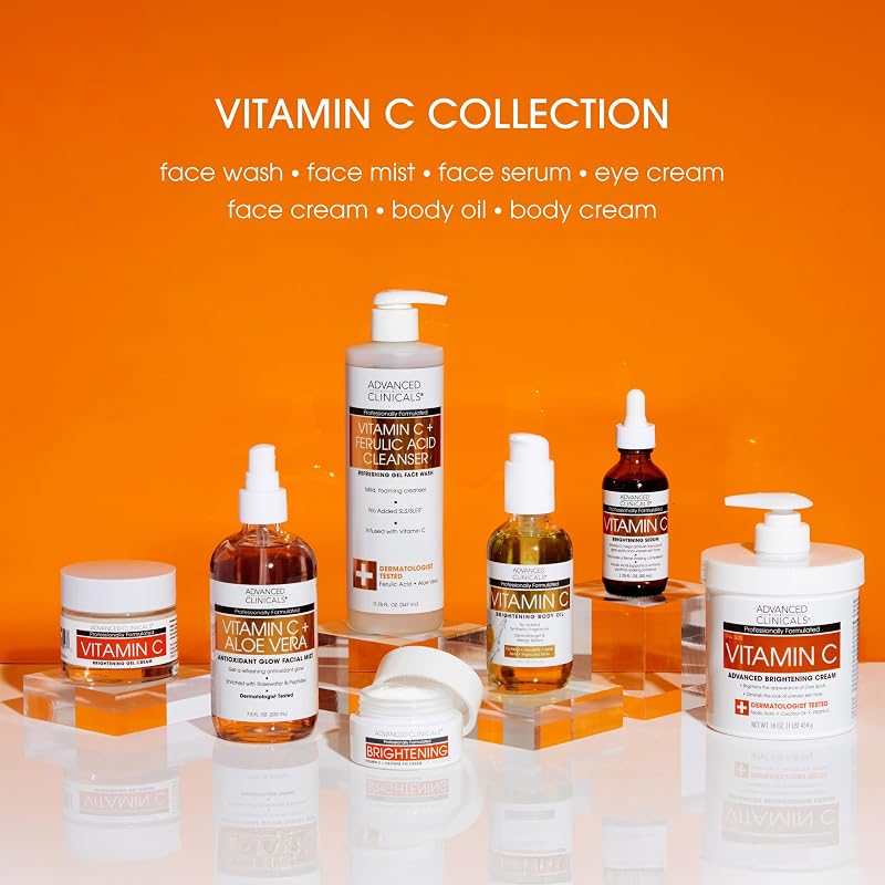 Vitamin C Body Oil 12 Fl Oz with Rosehip Oil & Vitamin E – Advanced Clinicals (Variation: Vitamin C Body Oil+12 Fl Oz)