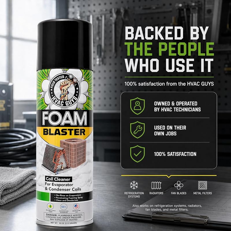 Leak Saver Foam Blaster 18 Fl Oz (Pack of 6) AC Coil Cleaner Foam Spray - No-Rinse Evaporator & Light-Rinse Condenser
