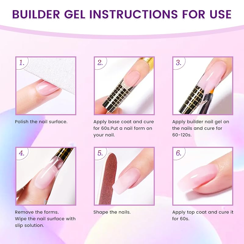 AIJIMEI Clear Builder Nail Gel Kit 150g with Nail Forms & Tools - Variation: Clear