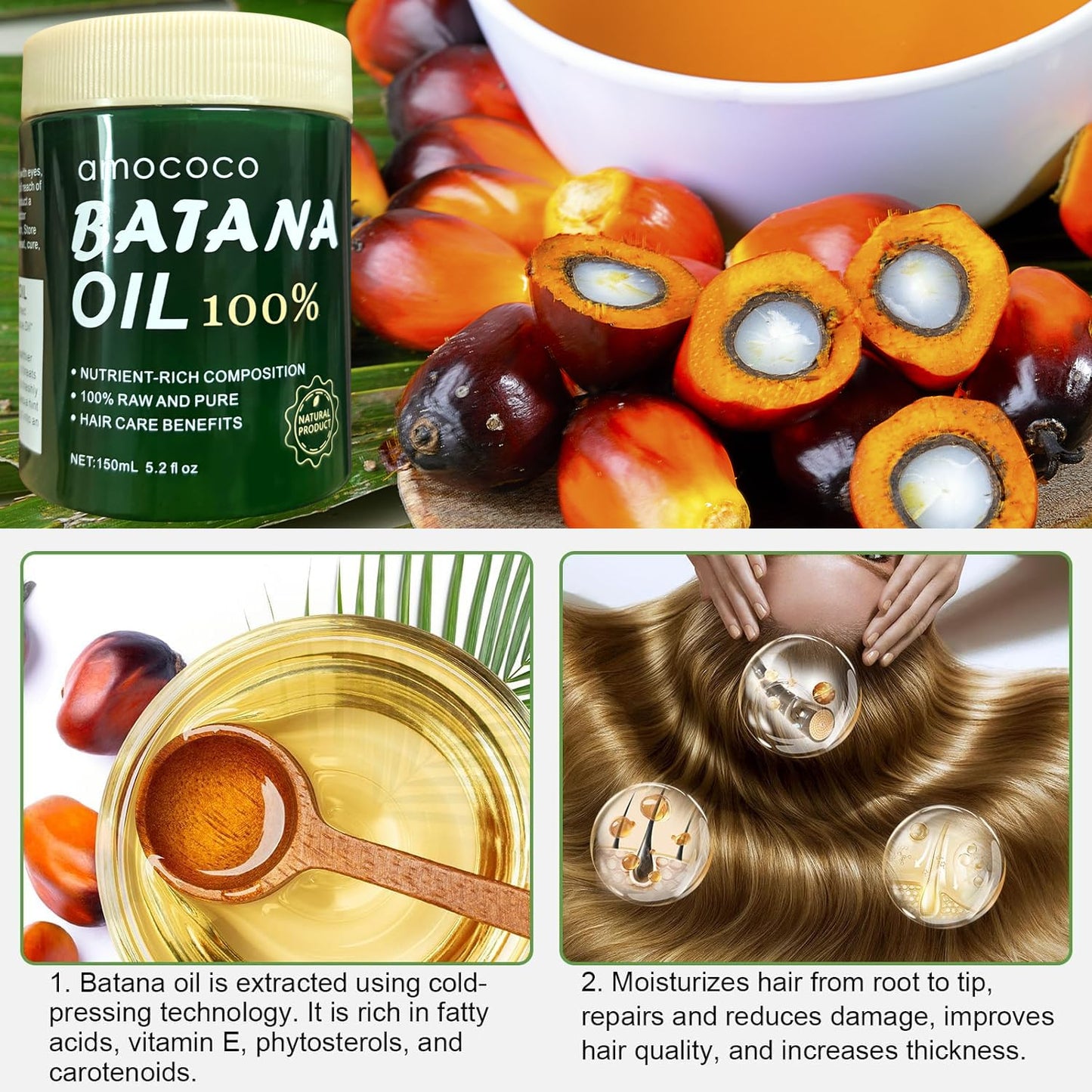 Amococo Batana Hair Care Bundle - 150ml Mask + 30ml Oil | Natural Nourishment