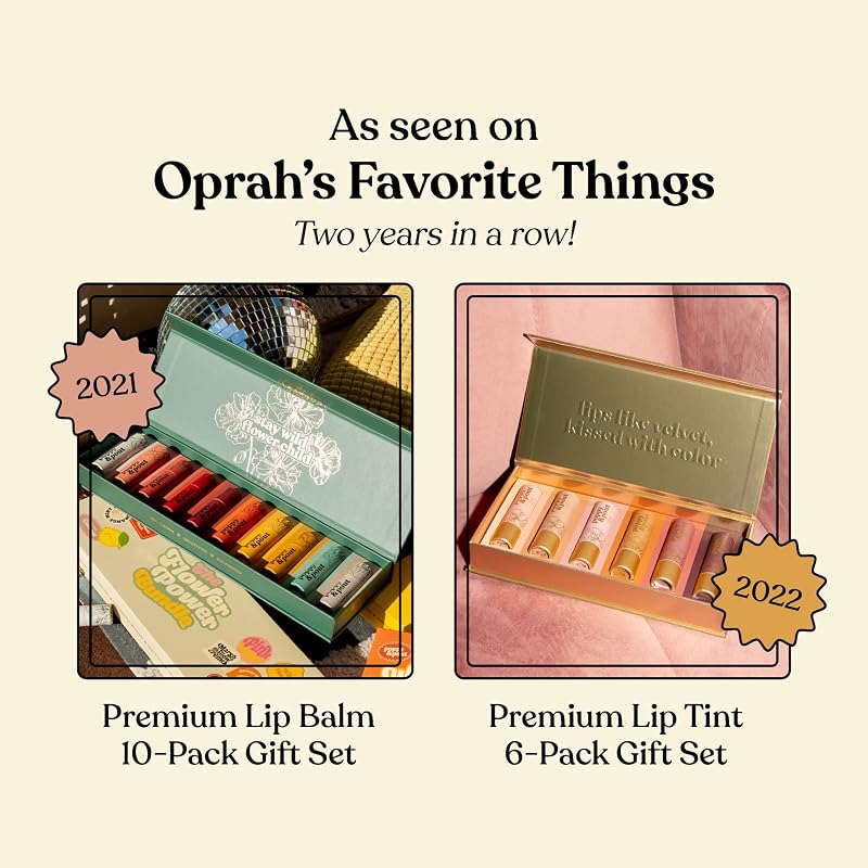 Jumbo Lip Balm Gift Set — 10 Flavor All-Natural Beeswax Balms in Recyclable Tube - Poppy & Pout Variation: 10pk All Flavors