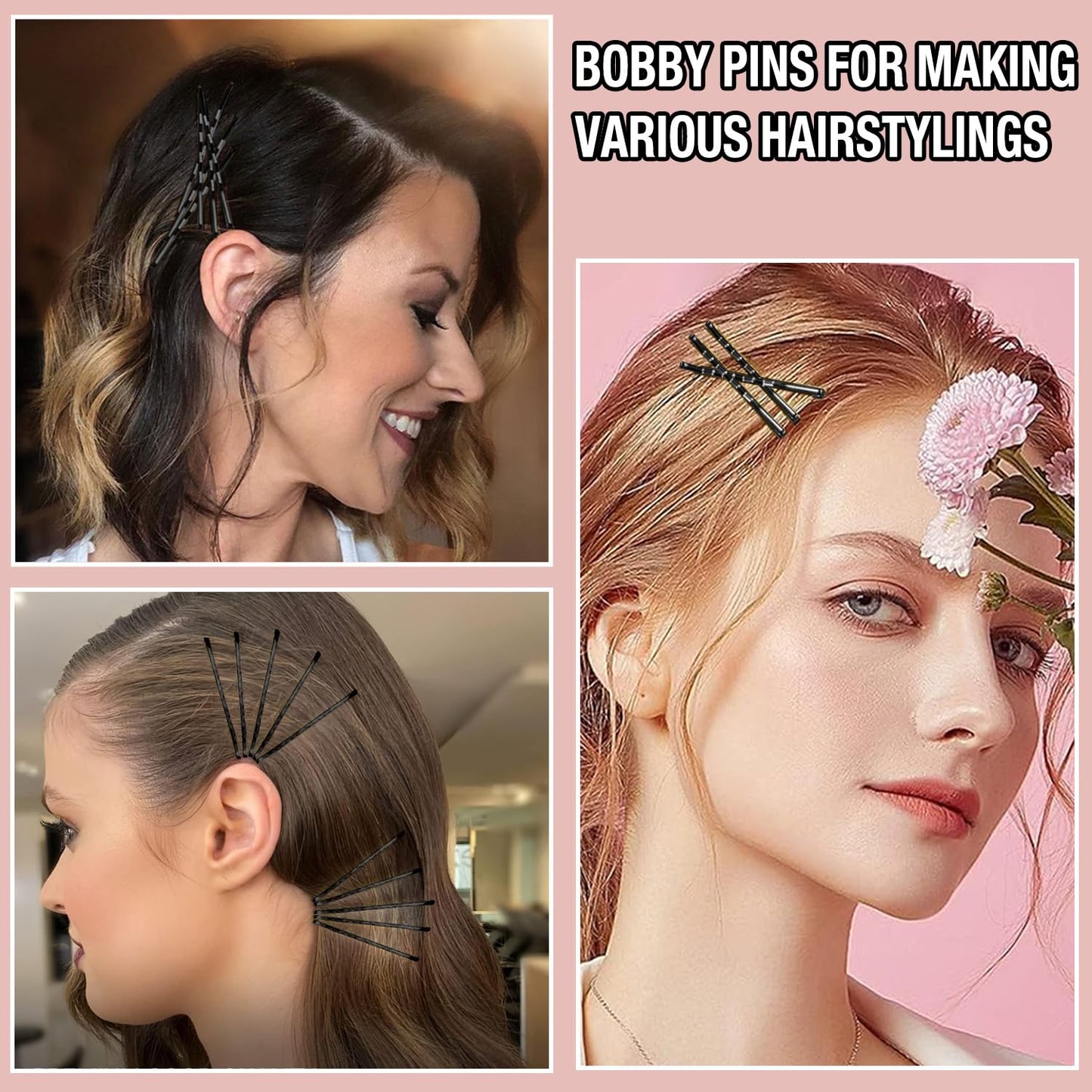 240PCS Large Bobby Pins Black Jumbo Bobby pins Black Long Hair Pins Clips for Women Girls with Box for Women Girls, 2.75 Inch/7cm
