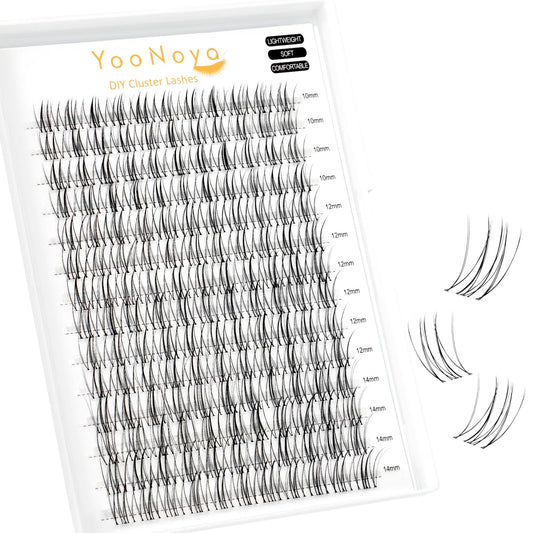 YOONOYA Wispy Cluster Lashes 154 Pcs 10-14mm Mix Lashes Eyelash Clusters C Curl Cluster Eyelash Extensions Natural Wispy lash clusters Reusable Individual Lash Extension (QY-10-14mm - Mix)
