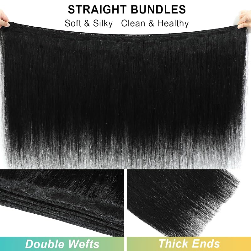 Natural Black 18 Inch Brazilian Virgin Straight Hair Bundle - 1 Bundle, AnJudyReid Variation