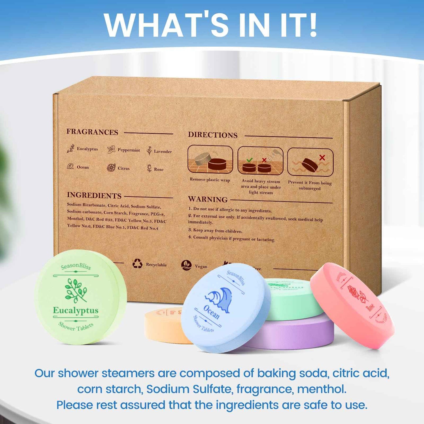 Shower Steamers 30 PCS with Individually Wrapped, Shower Bombs for Women with 6 Rich Scents, Rose Peppermint Citrus Eucalyptus Ocean Lavender, Christmas Birthday Mother's Day Present for Mom Wife Men