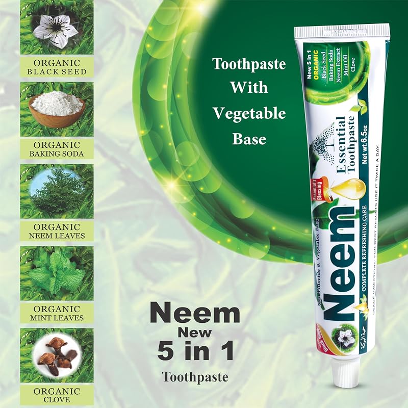 Neem Essential Toothpaste 6 Pack – 5-in-1 Fluoride-Free Toothpaste