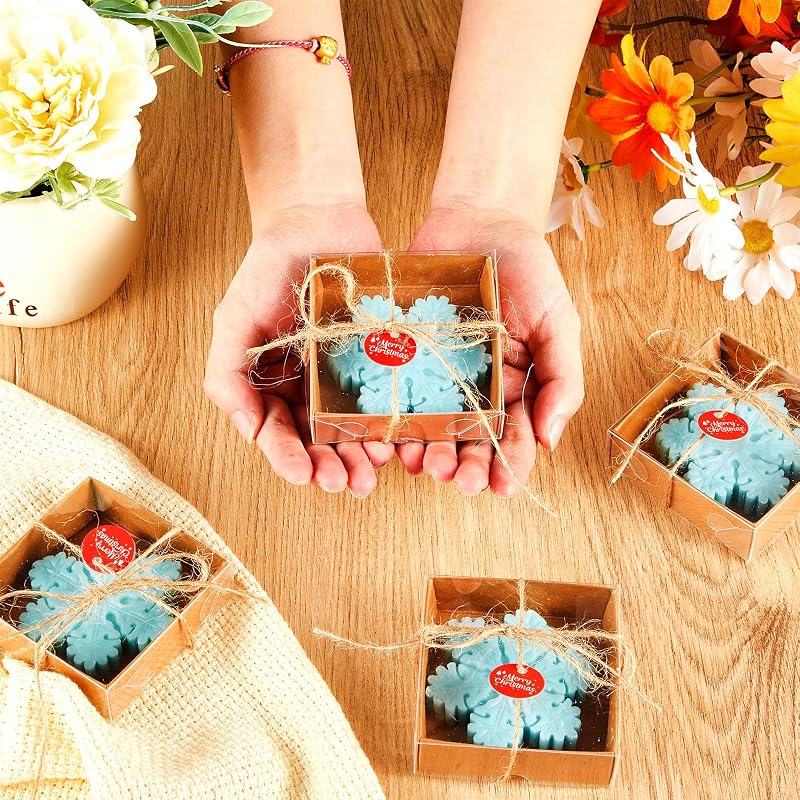 Snowflakes Christmas Bar Soap Gift Set - 50 Handmade Soaps with Exquisite Box