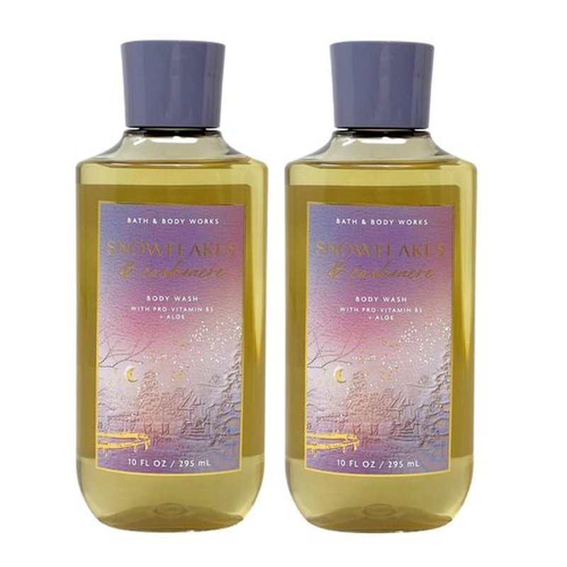 Bath & Body Works Shower Gel, Gift Set of 2, 10oz Each (Snowflakes Cashmere)