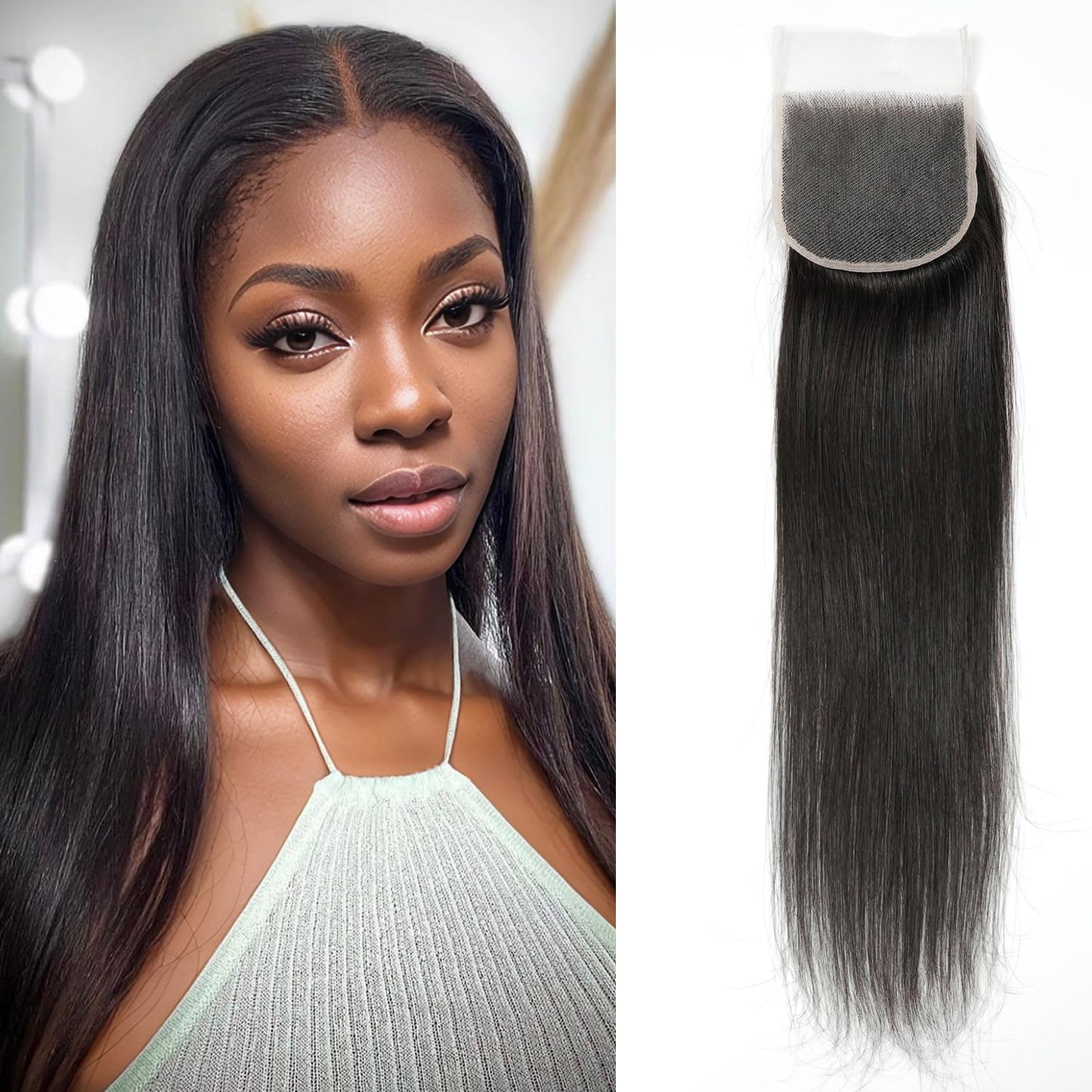 5x5 HD Lace Closure Body Wave Human Hair - Pre-Plucked Natural Hairline (10 Inch, Natural Color)