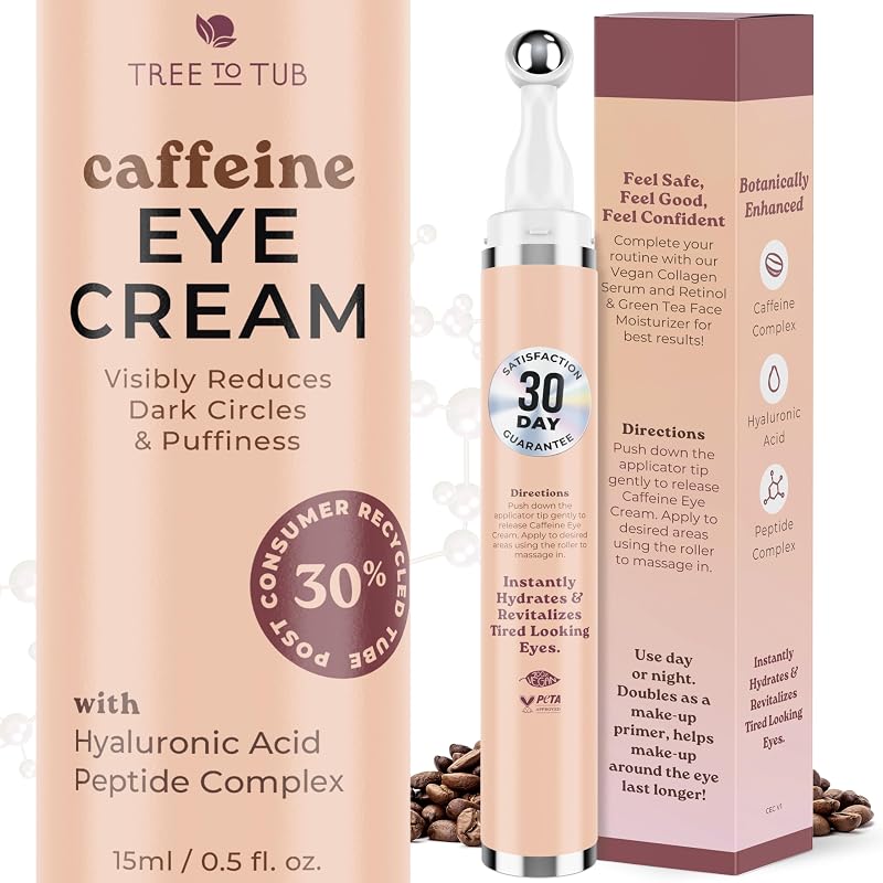 Fragrance Free Caffeine Eye Cream with Roller | 0.5 fl oz – Tree To Tub
