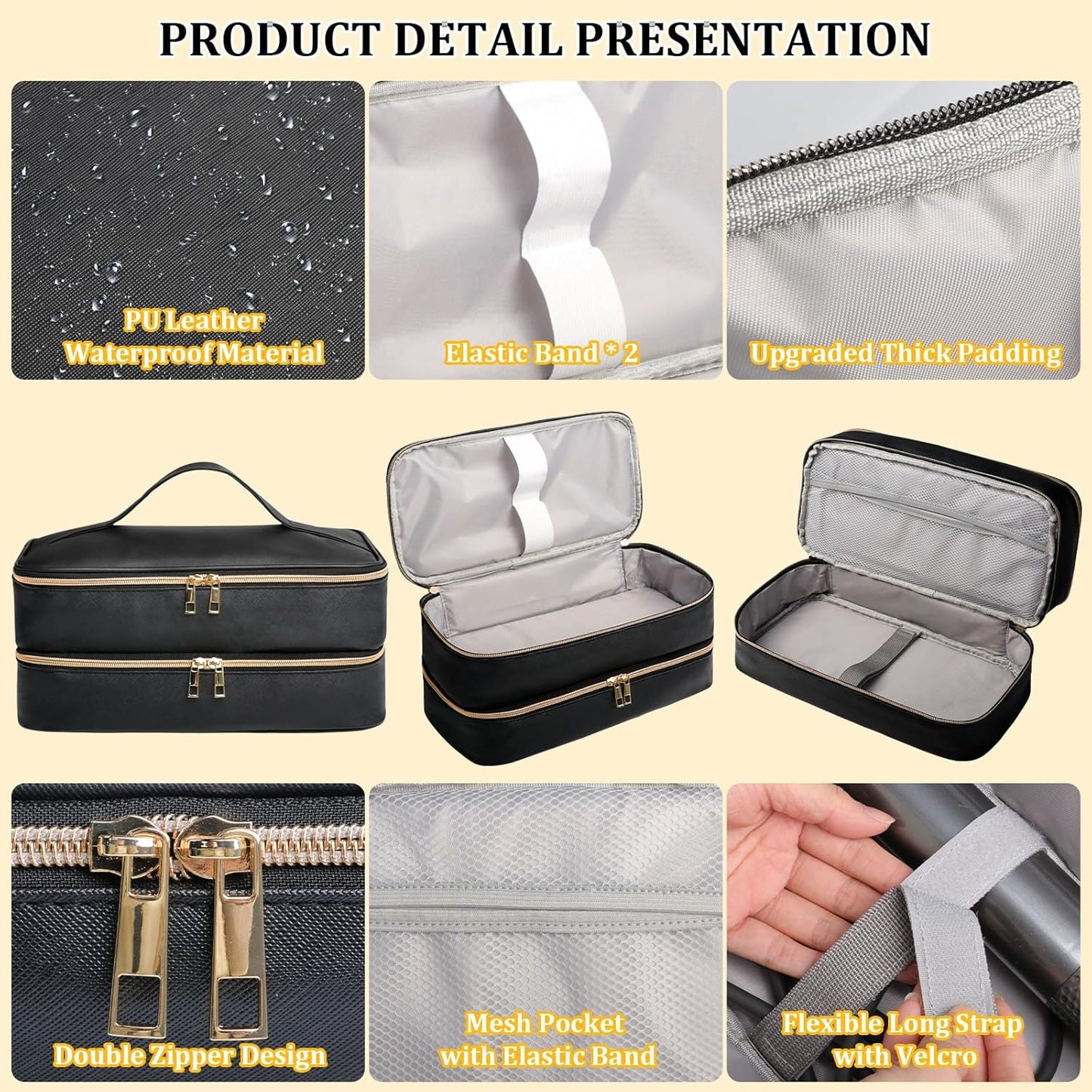 Shark Flex Style Travel Case - Double Layer Waterproof Organizer for Hair Dryer Attachments (Dianthus White)