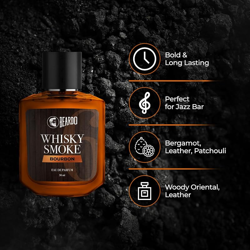 Beardo Bourbon Whisky Smoke Perfume 50ml – Woody Leathery Scent for Date Night